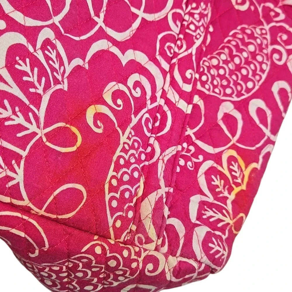 Vera Bradley Large Travel Toggle Tote Double Handle Hot Pink Twirly‎ Bird Print - Picture 5 of 8